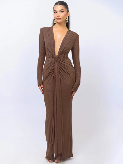 Sophie | Glitter V-Neck Maxi Dress