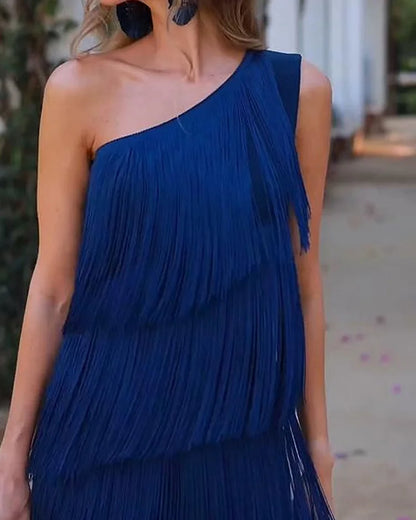 Adella | Off-Shoulder Elegant Fringe Dress