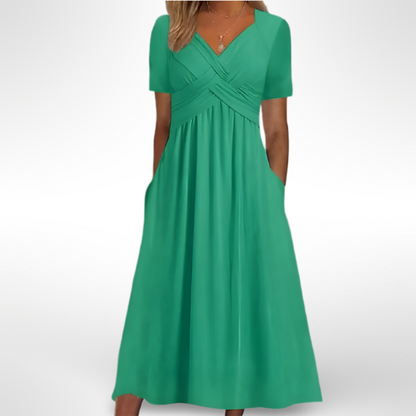 Stephanie – Elegant Midi Dress with Tummy Coverage