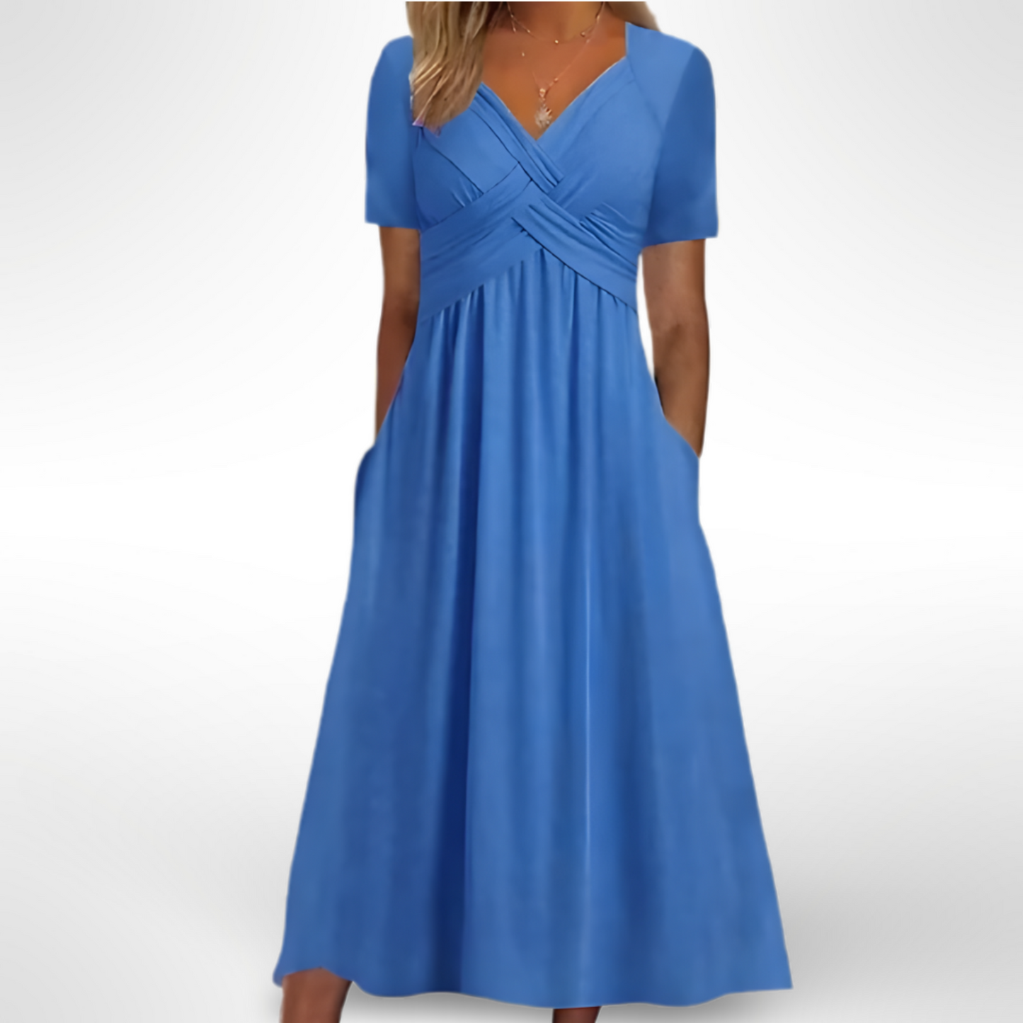 Stephanie – Elegant Midi Dress with Tummy Coverage