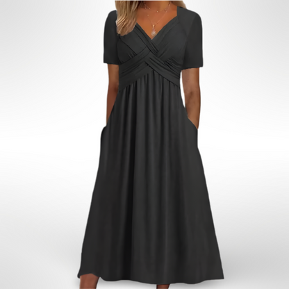 Stephanie – Elegant Midi Dress with Tummy Coverage