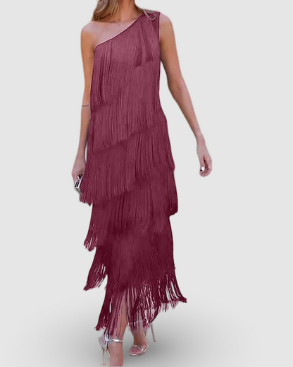 Adella | Off-Shoulder Elegant Fringe Dress